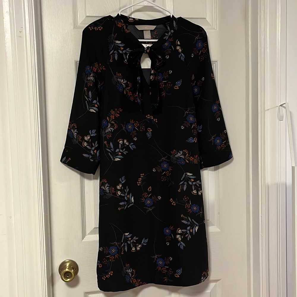 H&M Black Floral Bow Tie Detail Dress - Picture 3 of 8